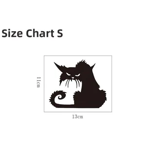 Size diagram for Halloween black cat sticker showing 13cm width and 11cm height