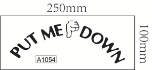 Tabella taglie dettagliata per adesivo WC Put Me Down dimensioni 250mm x 100mm