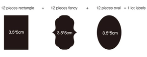 36-piece chalkboard sticker set with 3.5x5cm rectangle, fancy, and oval labels