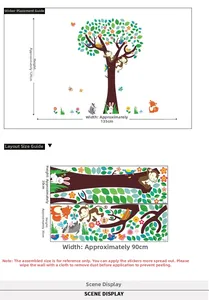 Dettaglio di adesivi murali scimmie della foresta con dimensioni per cameretta