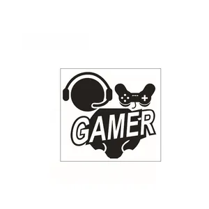 Detail view of Gamer wall decal with headset and controller icons, size 62cm x 57cm