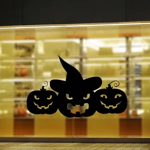 Halloween Happy Halloween black pumpkin silhouette window stickers for home glass decor