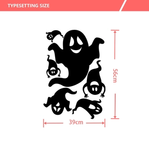 Diagramme de taille pour stickers muraux fantômes d'Halloween, dimensions 39x56cm