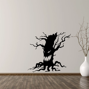 Halloween wall sticker featuring a spooky black ghost tree for window and door decoration