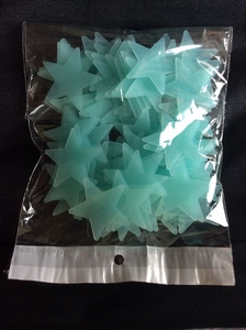 Bulk pack of 3cm blue glow in the dark star wall stickers for home ceiling decoration