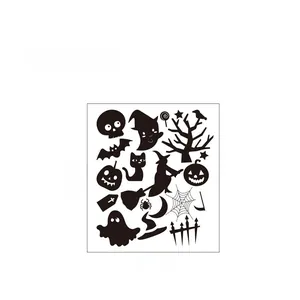Schema dettagliato degli adesivi murali in vinile per Halloween con fantasmi e zucche