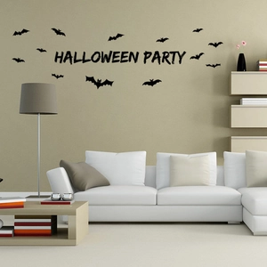 Halloween Party wall sticker set with black bats silhouettes for living room decor