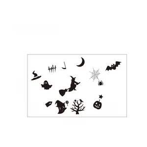 Adesivi murali Halloween con sagome di streghe e zucche dimensioni circa 100x66cm