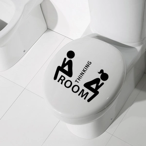 Waterproof Thinking Room wall sticker with black silhouette for bathroom toilet decor