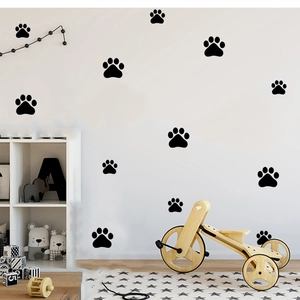 Cartoon dog paw print wall stickers for kids room decoration in black matte vinyl