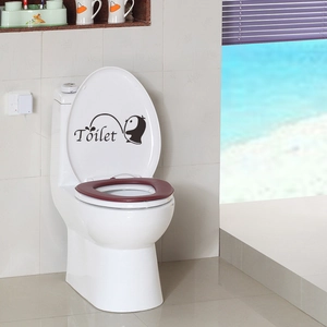 Cartoon-Pinguin-Toilettenaufkleber wasserfest mit braunem Sitzbezug Dekor