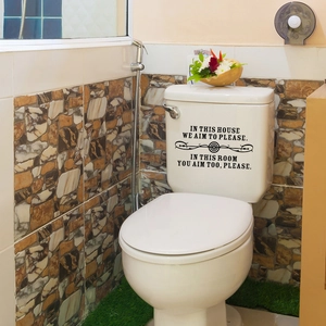 Waterproof PVC bathroom wall decal with humorous English quotes for toilet decor