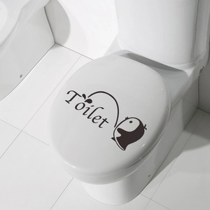 Lustiger Cartoon-Pinguin-Toilettendeckel-Aufkleber mit Text für die Bad-Dekoration