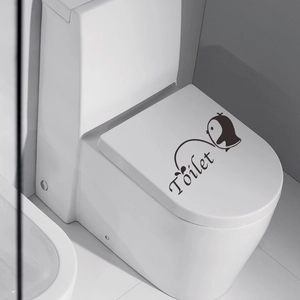 Süßer Pinguin Toilettenaufkleber mit kreativer Aufschrift für Badezimmer-Dekoration