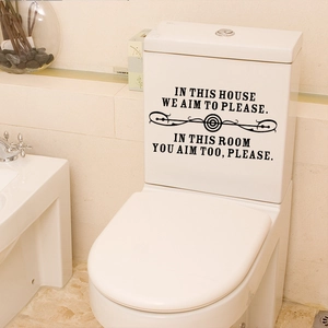 Waterproof PVC toilet wall sticker with humor English text and scroll design
