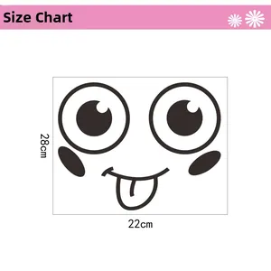 Detailed dimension layout showing the 28x22cm smiley face wall sticker size specs