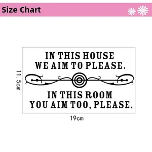 Detailed dimension guide for the English slogan bathroom wall sticker showing 19cm by 11.5cm