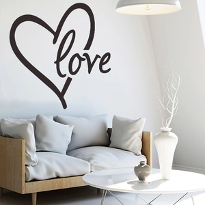 Minimalist black vinyl Love heart wall sticker for modern living room decor style