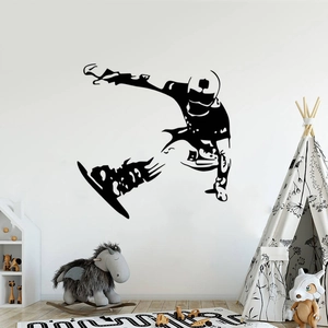 Black silhouette wall decal of a skater for boy's bedroom decor with modern style