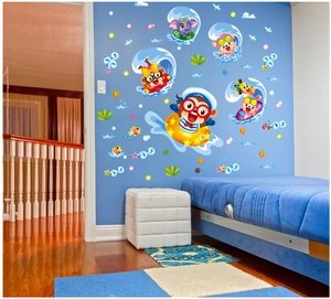 Cartoon monkey surfing and animals wall stickers for kids bedroom decoration