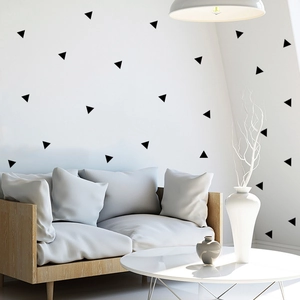 Modern black geometric triangle wall stickers for minimalist bedroom and living room decor