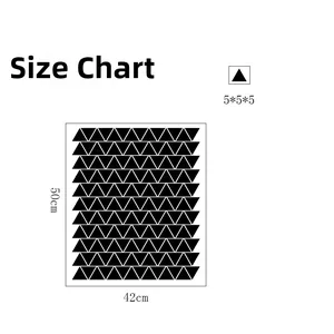 Size chart showing 50x42cm geometric triangle wall decal dimensions and pattern units