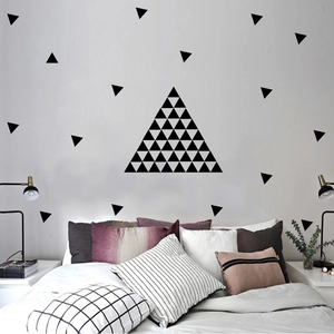 Modern black geometric triangle wall stickers for minimalist bedroom decor and living room