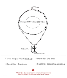Detail showing dimensions and specifications for the vintage punk double layer cross necklace