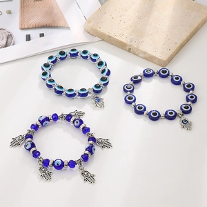 Ensemble de bracelets en perles Œil d'Aman et Main de Hamsa avec cristaux de protection