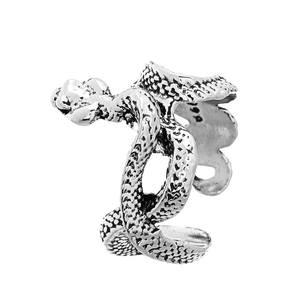 Vintage gothic snake wrap open ring in 925 silver with realistic bionic scale texture