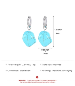 Detail specifications of bohemian turquoise tassel earrings with silver ring hooks