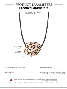 Detailed size parameters for leopard rose choker with 116cm long black cord tie