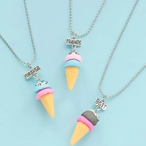 Set di tre collane Best Friends Forever con ciondoli a cono gelato colorati