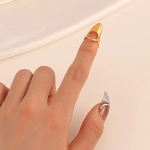 Minimalist gold-plated geometric nail ring with sparkling crystal accents for women