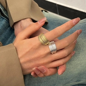 Chic multi-layer layered open rings in gold and silver finish for stylish women