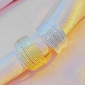 Luxurious multi-layer textured stackable rings in gold and silver finish for women