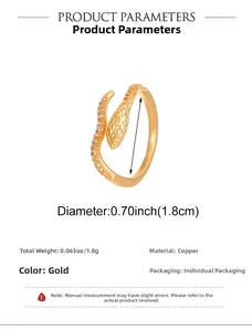 Macro detail of gold snake ring featuring pink zircon pavé setting and size measurements