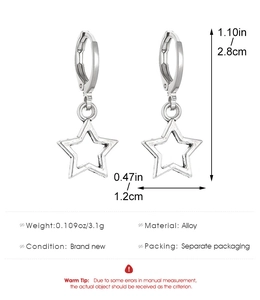 Spécifications de taille et de matériau pour boucles d'oreilles étoile en alliage