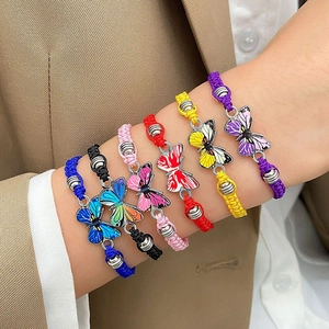 Sechs bunte gewebte Schmetterlingsarmbänder für Paare oder Freunde, verstellbares Design