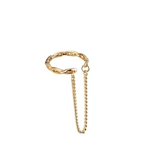 Französische Vintage Goldkette Ohrmanschette mit minimalistischem Quastenanhänger