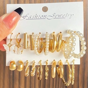 Orecchini a Bottone e a Cerchio in Lega con Künstliche Perle Farfalla Cuore Geometrici per Donna Gioielli Vintage Placcati Oro Argento