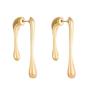 Boucles d'oreilles dorées forme goutte d'eau fluide avec design en métal liquide poli chic