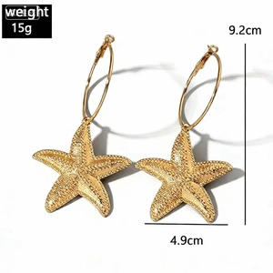 Detailansicht der 9,2 cm Gold-Seestern-Ohrhänger mit 15 g Gewichts- und Maßangaben