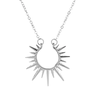 Zweilagige silberne Titanstahl-Schlangenkette mit Sonnenstrahl-Sternanhänger