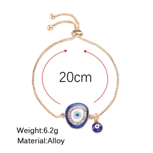 Λεπτομέρεια χρυσού βραχιολιού evil eye με μήκος 20 cm και πληροφορίες βάρους 6,2 g