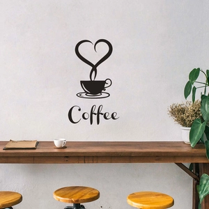 Creative black vinyl coffee cup wall sticker for home kitchen and cafe decoration