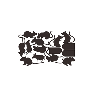 Detailliertes Set mit schwarzen Mäuse-Silhouette Wandstickern in verschiedenen Posen für Deko