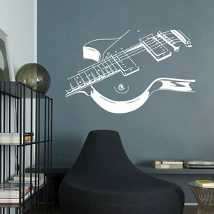 Sticker mural guitare en vinyle blanc pour décoration moderne de chambre à musique
