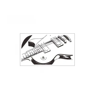 Mise en page détaillée d'un grand sticker mural guitare mesurant 98x57cm pour décoration