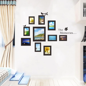 The Memories black photo frame wall stickers with decorative bird and leaf silhouettes